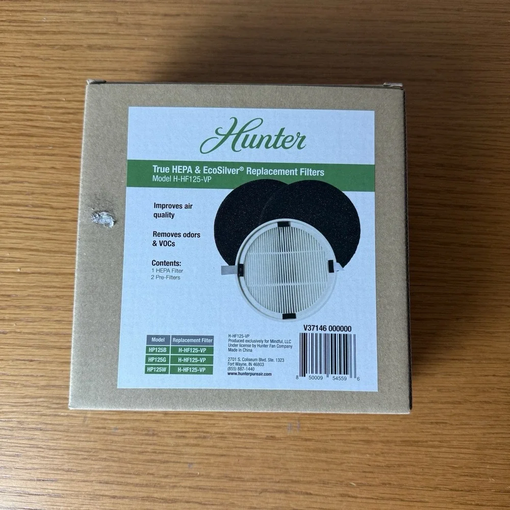 Hunter True HEPA & EcoSilver Replacement Filters, Model H-HF125-VP New Open Box